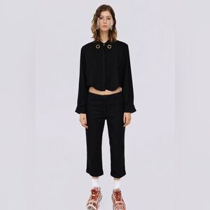 Assembly New York Gallery Girl Gold Metal Grommet Eyelet Long Sleeve Shirt